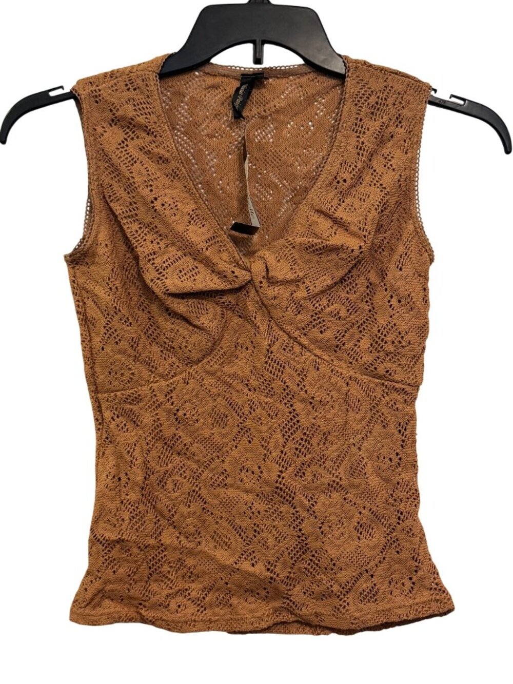vintage Olivia Paige Sleeveless Lace Knit Top Brown Size S